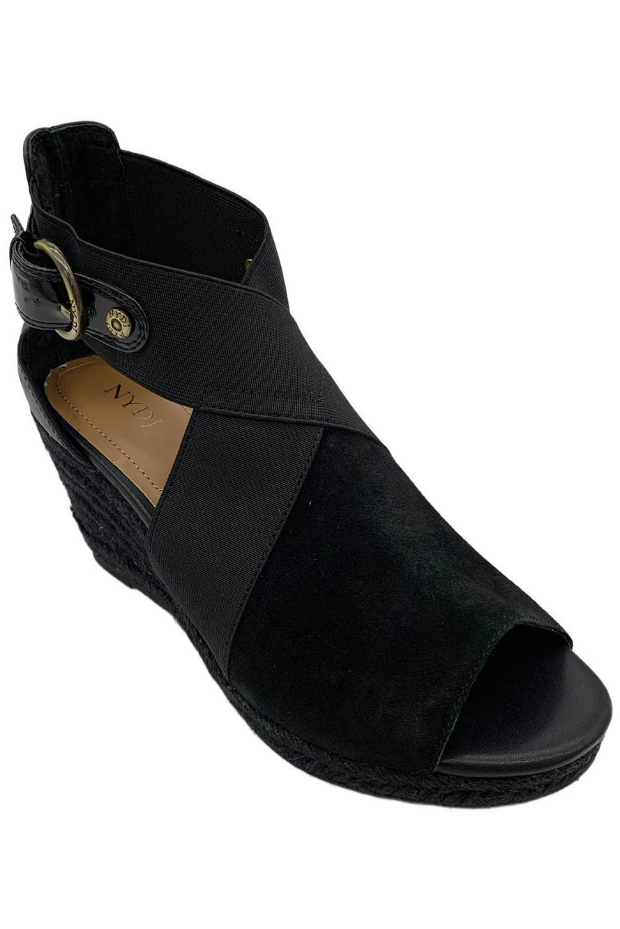 NYDJ Women's Charisma Ankle Strap Suede Wedge Sandals Black - Medium
